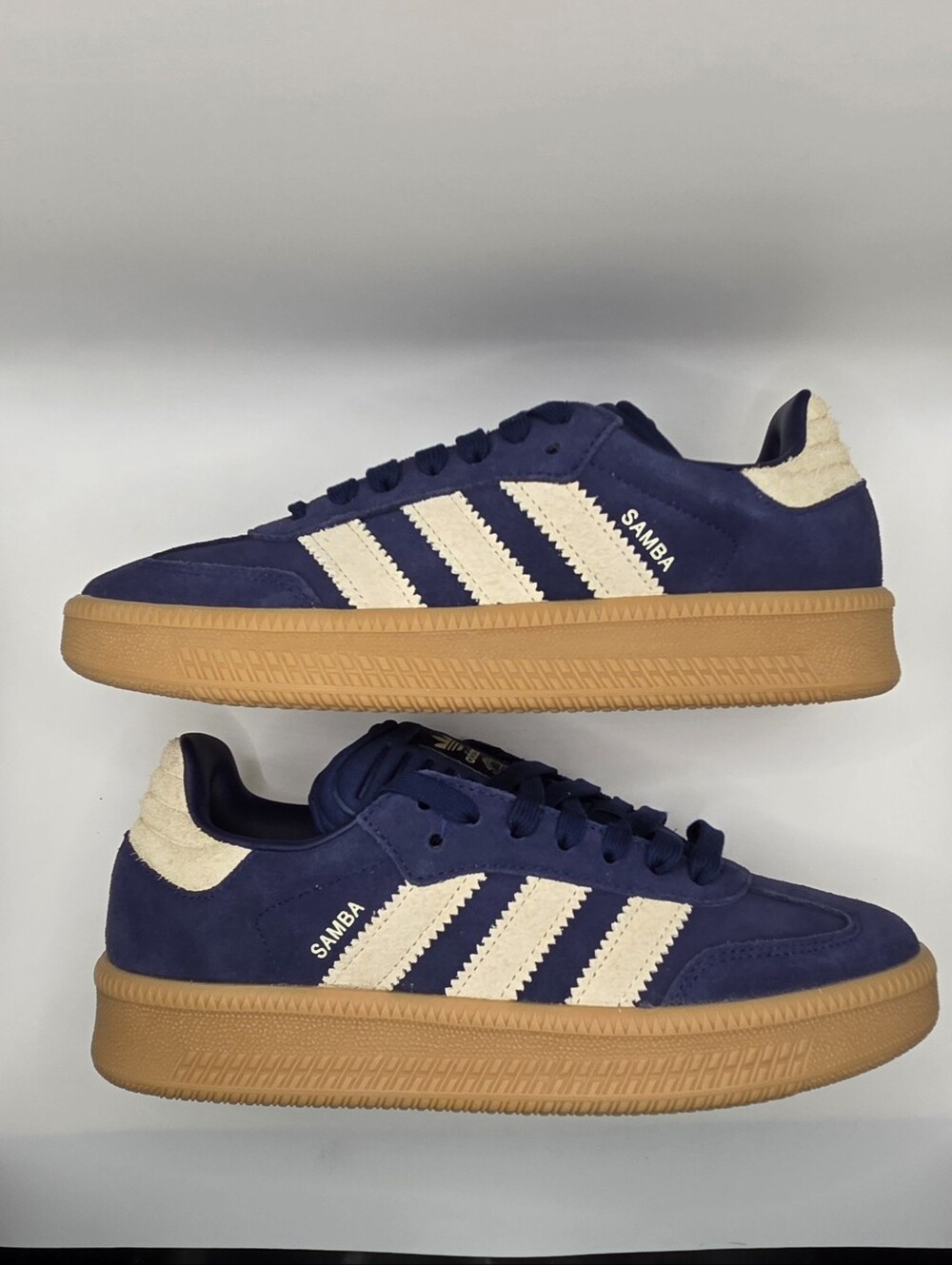 adidas Samba XLG Suede Sneakers - Navy/Off-White/Gum Mens 7.5, Womens 8.5